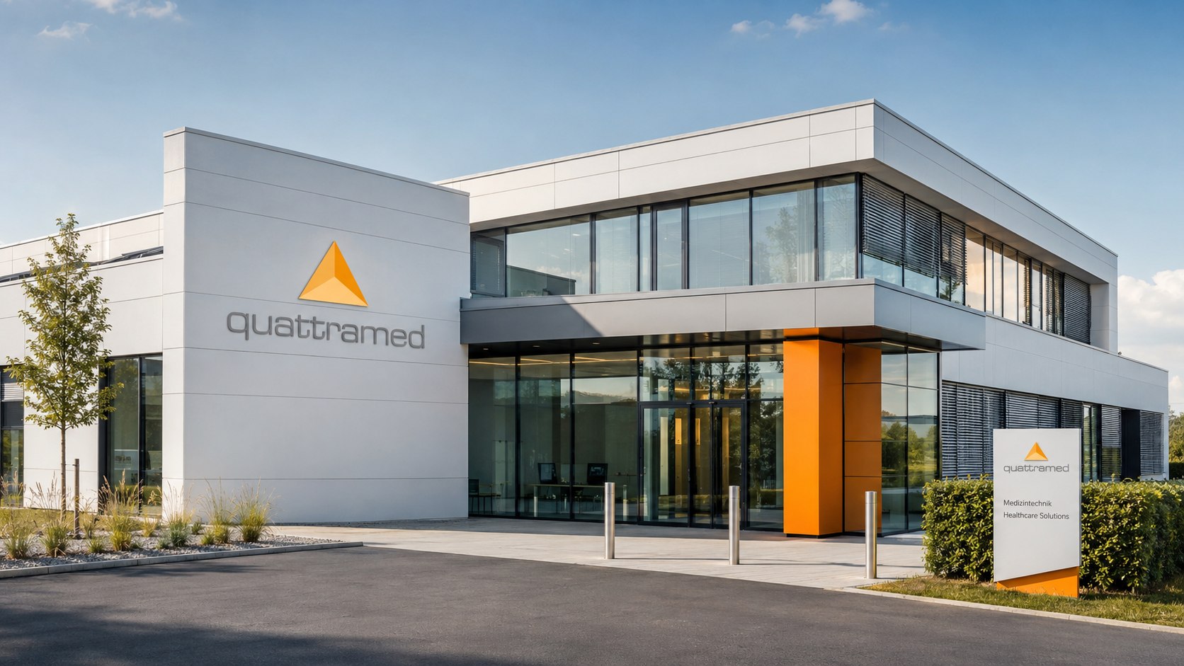 Visualisierung des künftigen Firmensitzes von quattramed in Neunkirchen